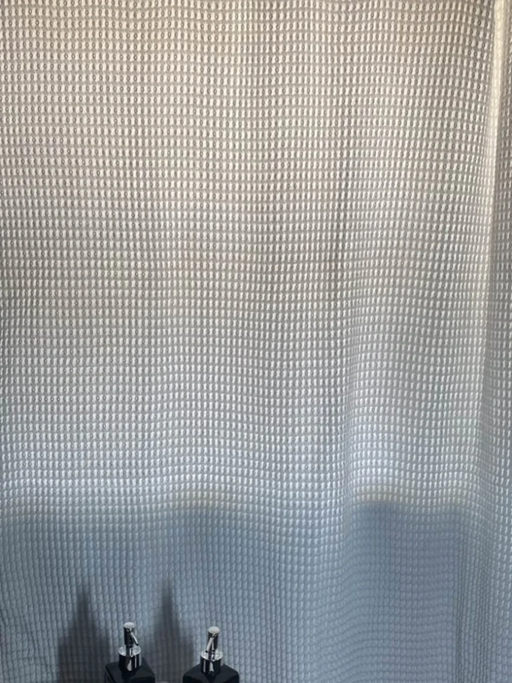 Neutral Waffle Textured Shower Curtain - Cream/White